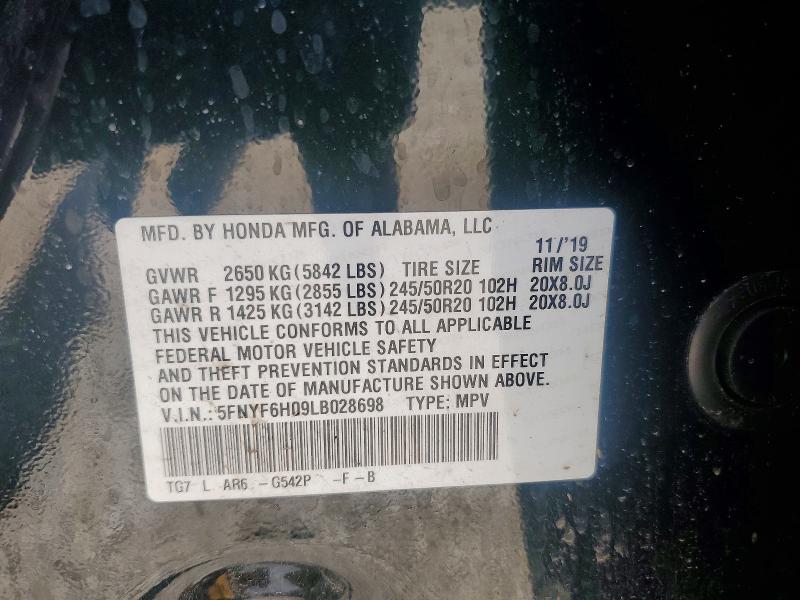 Продажа на аукционе авто 2020 Honda Pilot, vin: 5FNYF6H09LB028698, номер лота: 58385206