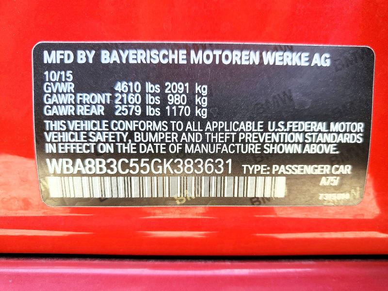 58972126 :رقم المزاد ، WBA8B3C55GK383631 vin ، 2016 Bmw 340 مزاد بيع
