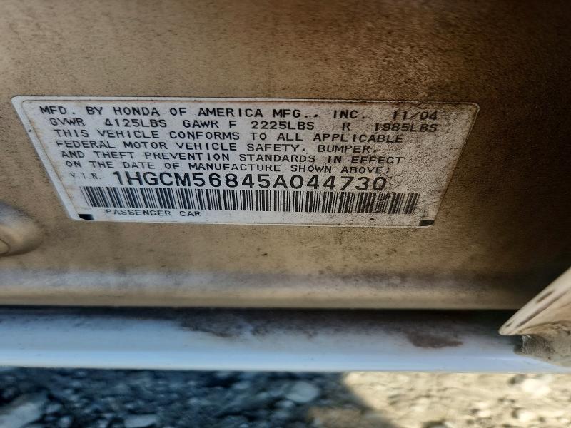 Aukcja sprzedaży 2005 Honda Accord, vin: 1HGCM56845A044730, numer aukcji: 57138436