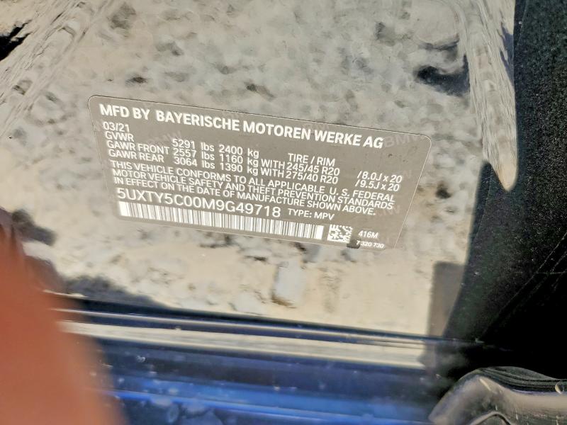 Aukcja sprzedaży 2021 Bmw X3, vin: 5UXTY5C00M9G49718, numer aukcji: 58127196