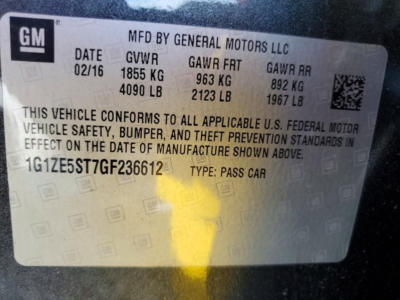 58387596 :رقم المزاد ، 1G1ZE5ST7GF236612 vin ، 2016 Chevrolet Malibu مزاد بيع