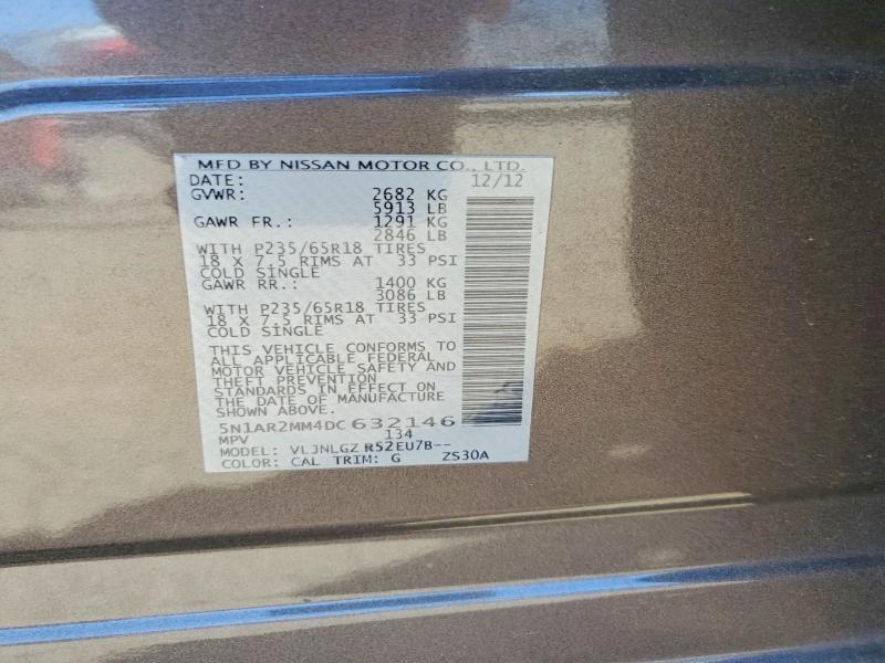 Продажа на аукционе авто 2013 Nissan Pathfinder, vin: 5N1AR2MM4DC632146, номер лота: 57162136