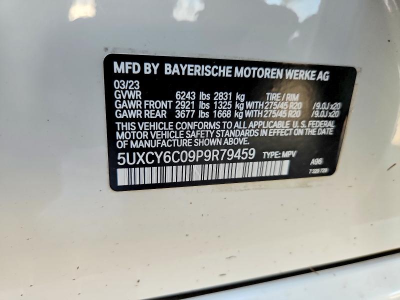 2023 Bmw X6 მანქანა იყიდება აუქციონზე, vin: 5UXCY6C09P9R79459, აუქციონის ნომერი: 58525476