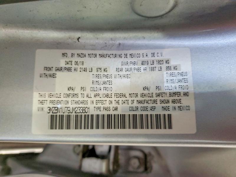 Продажа на аукционе авто 2018 Mazda 3, vin: 3MZBN1U79JM233801, номер лота: 57271066