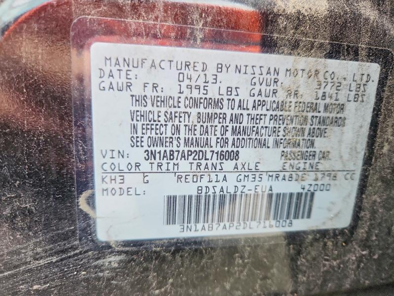 55599026 :رقم المزاد ، 3N1AB7AP2DL716008 vin ، 2013 Nissan Sentra مزاد بيع