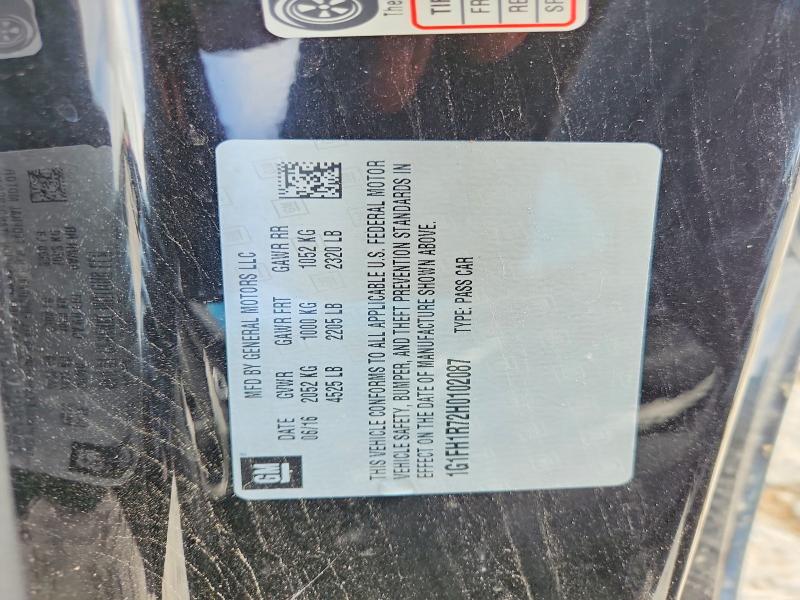 2017 Chevrolet Camaro მანქანა იყიდება აუქციონზე, vin: 1G1FH1R72H0102087, აუქციონის ნომერი: 55883596