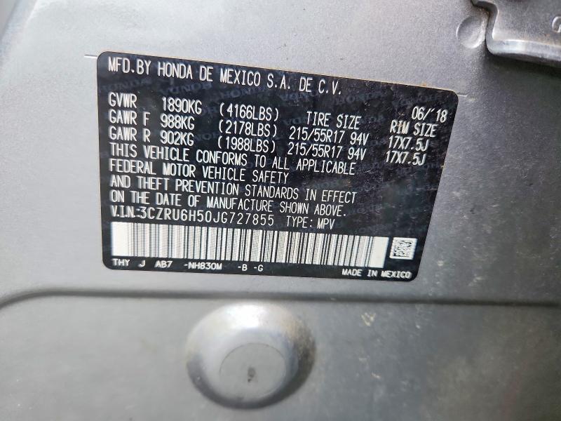56682486 :رقم المزاد ، 3CZRU6H50JG727855 vin ، 2018 Honda Hr-v مزاد بيع