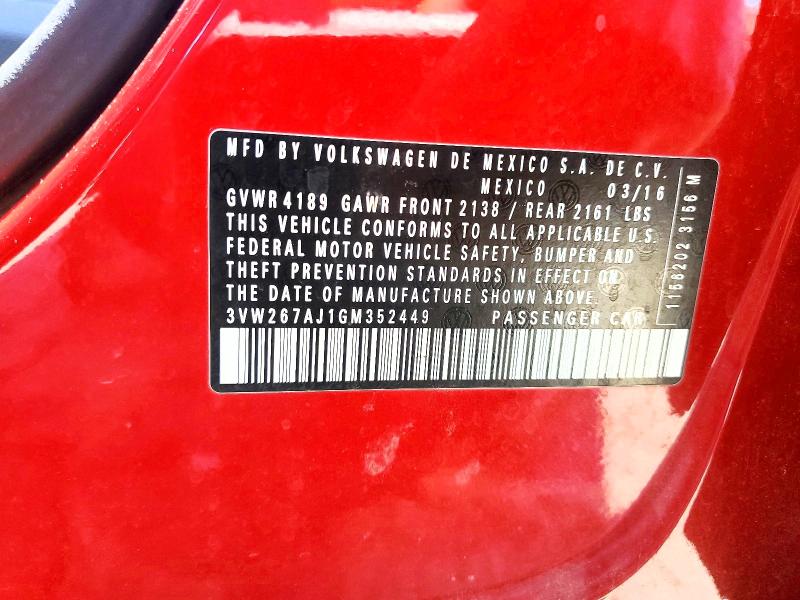 Продаж на аукціоні авто 2016 Volkswagen Jetta, vin: 3VW267AJ1GM352449, номер лоту: 56637616