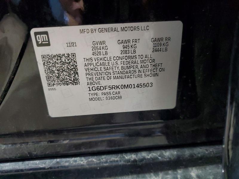 55636566 :رقم المزاد ، 1G6DF5RK0M0145503 vin ، 2021 Cadillac Ct4 مزاد بيع