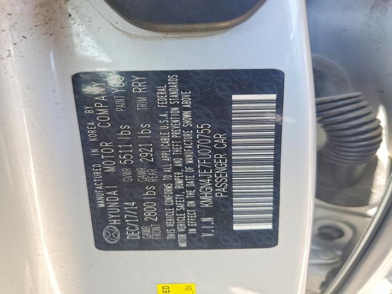 55111566 :رقم المزاد ، KMHGN4JE7FU070755 vin ، 2015 Hyundai Genesis مزاد بيع