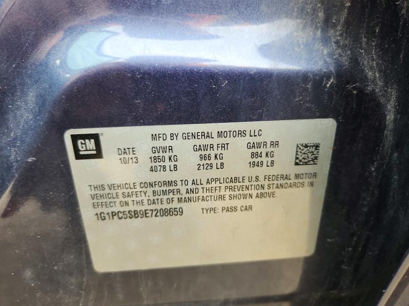 58391436 :رقم المزاد ، 1G1PC5SB9E7208659 vin ، 2014 Chevrolet Cruze مزاد بيع