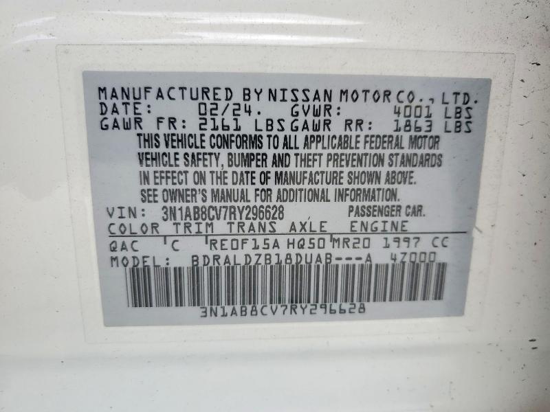 2024 Nissan Sentra მანქანა იყიდება აუქციონზე, vin: 3N1AB8CV7RY296628, აუქციონის ნომერი: 55815016