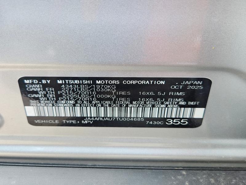 Aukcja sprzedaży 2026 Mitsubishi Outlander Sport, vin: JA4ARUAU7TU004685, numer aukcji: 57692936