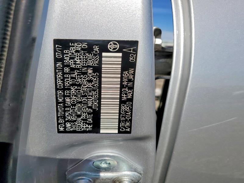 Продаж на аукціоні авто 2018 Toyota Prius C, vin: JTDKDTB35J1600515, номер лоту: 55734276