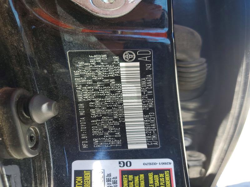 Продаж на аукціоні авто 2016 Toyota Corolla, vin: 2T1BURHE1GC624858, номер лоту: 56443926