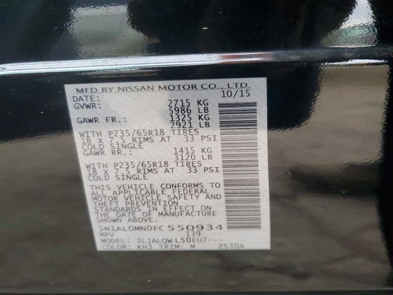 Aukcja sprzedaży 2015 Infiniti Qx60, vin: 5N1AL0MN0FC550934, numer aukcji: 57905046