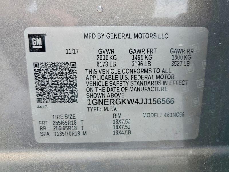Продажа на аукционе авто 2018 Chevrolet Traverse, vin: 1GNERGKW4JJ156566, номер лота: 57855496