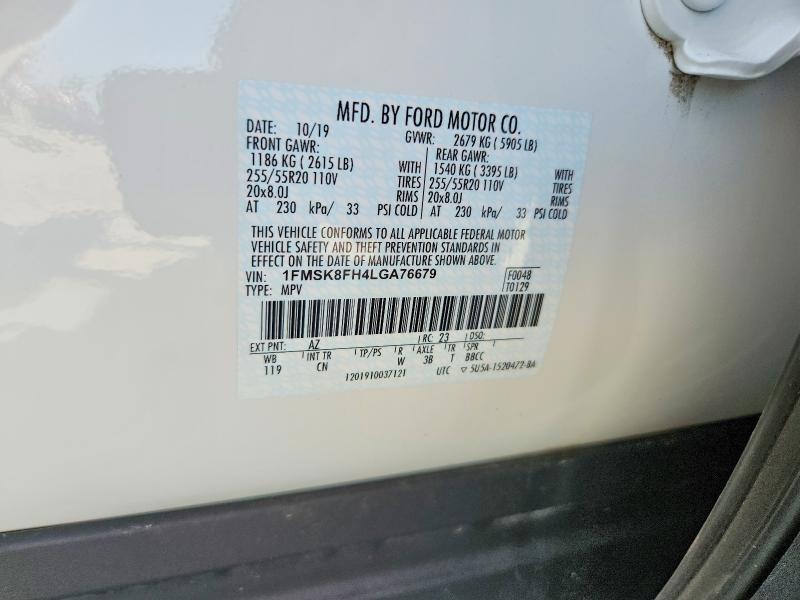 Aukcja sprzedaży 2020 Ford Explorer, vin: 1FMSK8FH4LGA76679, numer aukcji: 59153896