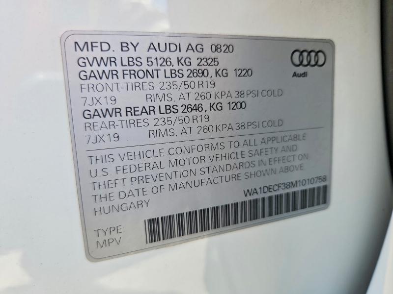 Auction sale of the 2021 Audi Q3, vin: WA1DECF38M1010758, lot number: 58316836