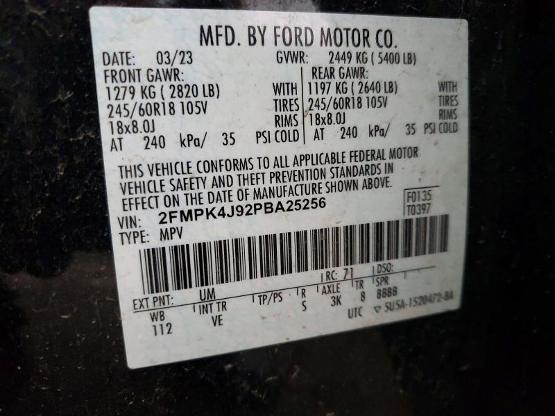 2023 Ford Edge მანქანა იყიდება აუქციონზე, vin: 2FMPK4J92PBA25256, აუქციონის ნომერი: 58136796