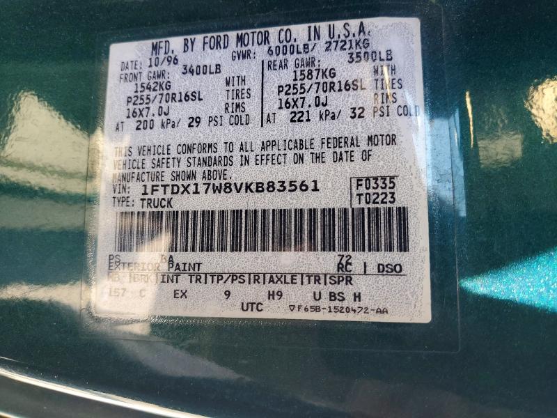 56362226 :رقم المزاد ، 1FTDX17W8VKB83561 vin ، 1997 Ford F150 مزاد بيع