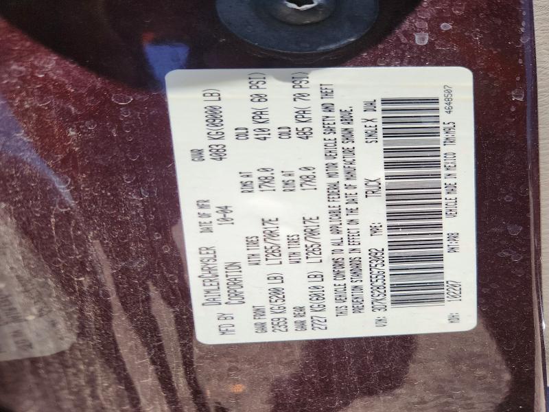 2005 Dodge Ram 2500 მანქანა იყიდება აუქციონზე, vin: 3D7KS28C55G753092, აუქციონის ნომერი: 55821326