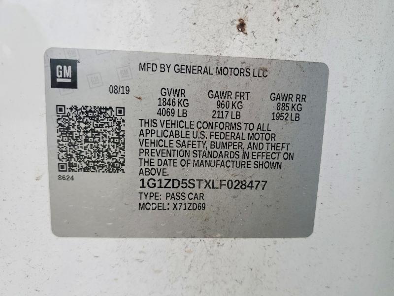 Aukcja sprzedaży 2020 Chevrolet Malibu, vin: 1G1ZD5STXLF028477, numer aukcji: 55523646