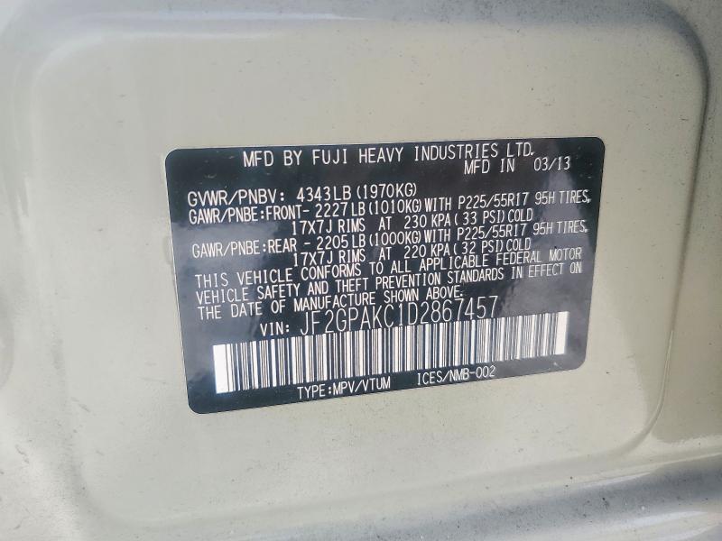 Продажа на аукционе авто 2013 Subaru Xv Crosstrek, vin: JF2GPAKC1D2867457, номер лота: 58104456