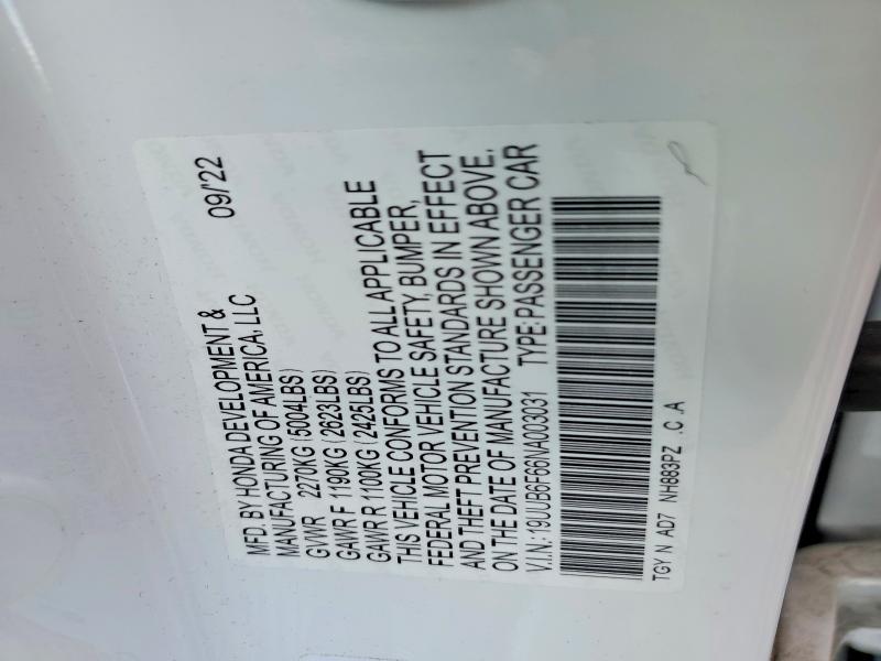 Продажа на аукционе авто 2022 Acura Tlx, vin: 19UUB6F66NA003031, номер лота: 58764946