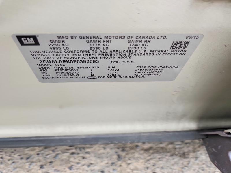 Aukcja sprzedaży 2015 Chevrolet Equinox, vin: 2GNALAEK5F6390693, numer aukcji: 58263616