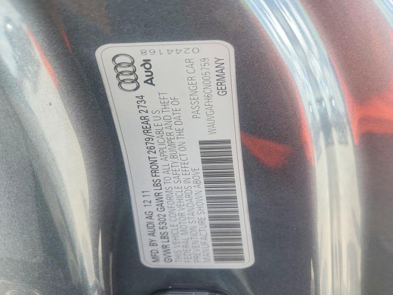2012 Audi S5 მანქანა იყიდება აუქციონზე, vin: WAUVGAFH6CN005759, აუქციონის ნომერი: 59158386