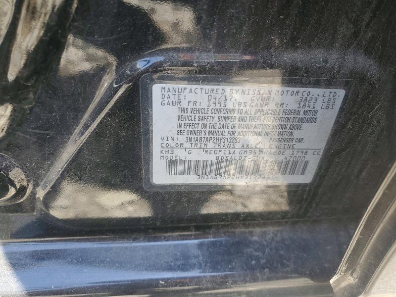 2017 Nissan Sentra მანქანა იყიდება აუქციონზე, vin: 3N1AB7AP2HY313283, აუქციონის ნომერი: 56401326