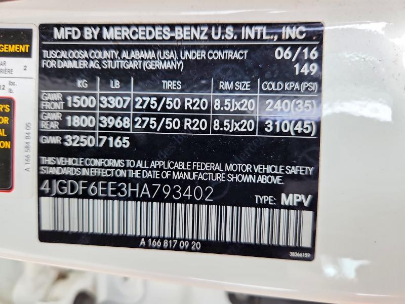 Продаж на аукціоні авто 2017 Mercedes-benz Gls, vin: 4JGDF6EE3HA793402, номер лоту: 57625916