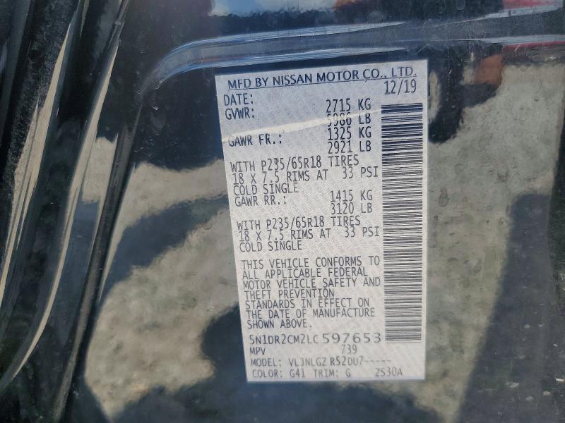 Aukcja sprzedaży 2020 Nissan Pathfinder, vin: 5N1DR2CM2LC597653, numer aukcji: 58516756