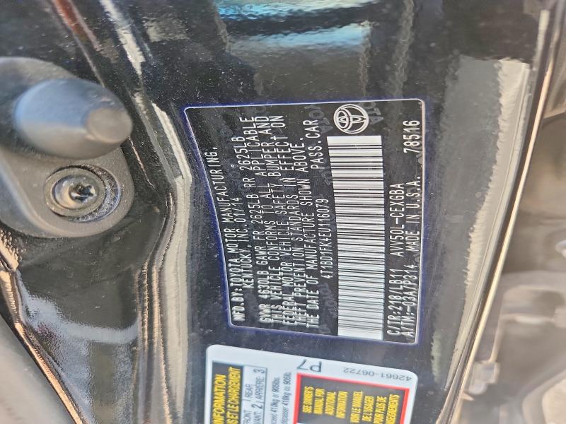 59118156 :رقم المزاد ، 4T1BD1FK4EU116079 vin ، 2014 Toyota Camry Hybrid مزاد بيع