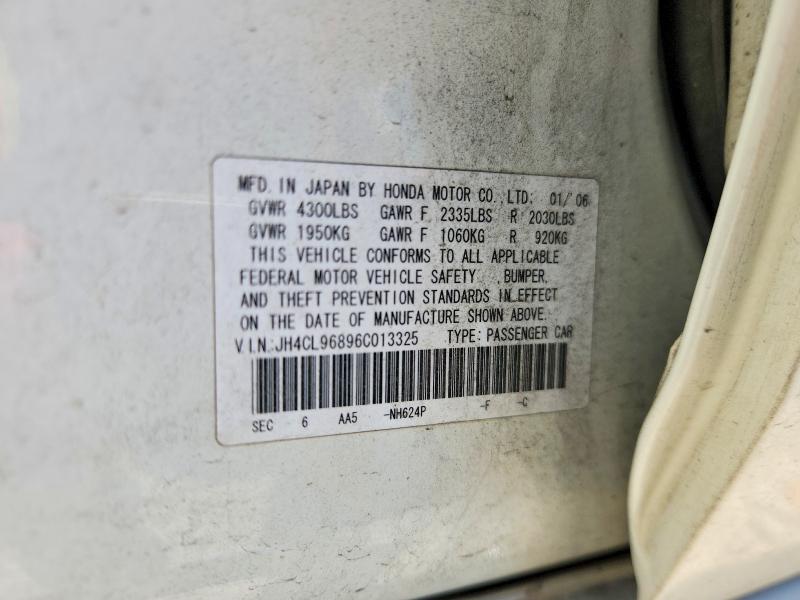 55876296 :رقم المزاد ، JH4CL96896C013325 vin ، 2006 Acura Tsx مزاد بيع