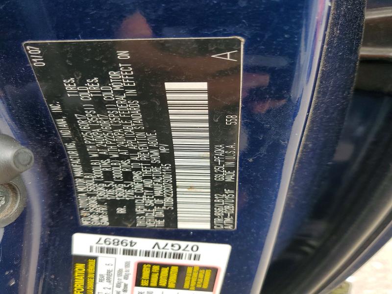 2007 Toyota Sienna მანქანა იყიდება აუქციონზე, vin: 5TDBK22C07S001145, აუქციონის ნომერი: 59181666