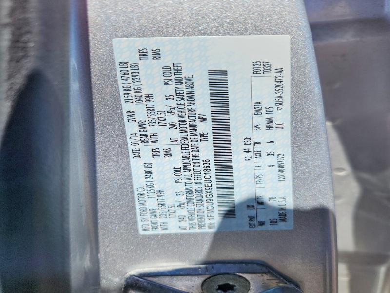 2014 Ford Escape მანქანა იყიდება აუქციონზე, vin: 1FMCU9GX9EUC18636, აუქციონის ნომერი: 58199016