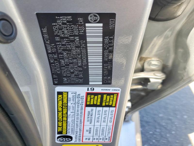 Продажа на аукционе авто 2025 Toyota Camry, vin: 4T1DAACK0SU073412, номер лота: 57193606