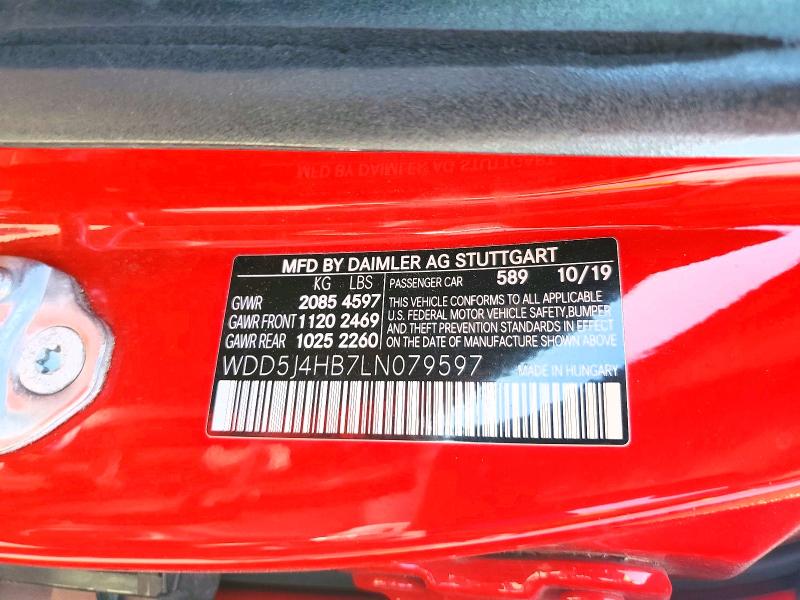 55463706 :رقم المزاد ، WDD5J4HB7LN079597 vin ، 2020 Mercedes-benz Cla مزاد بيع