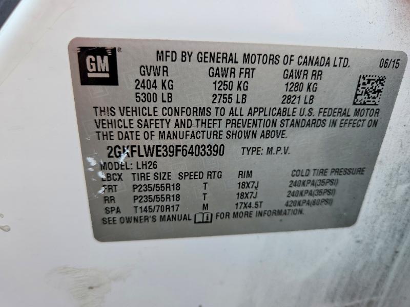 Aukcja sprzedaży 2015 Gmc Terrain, vin: 2GKFLWE39F6403390, numer aukcji: 58898416