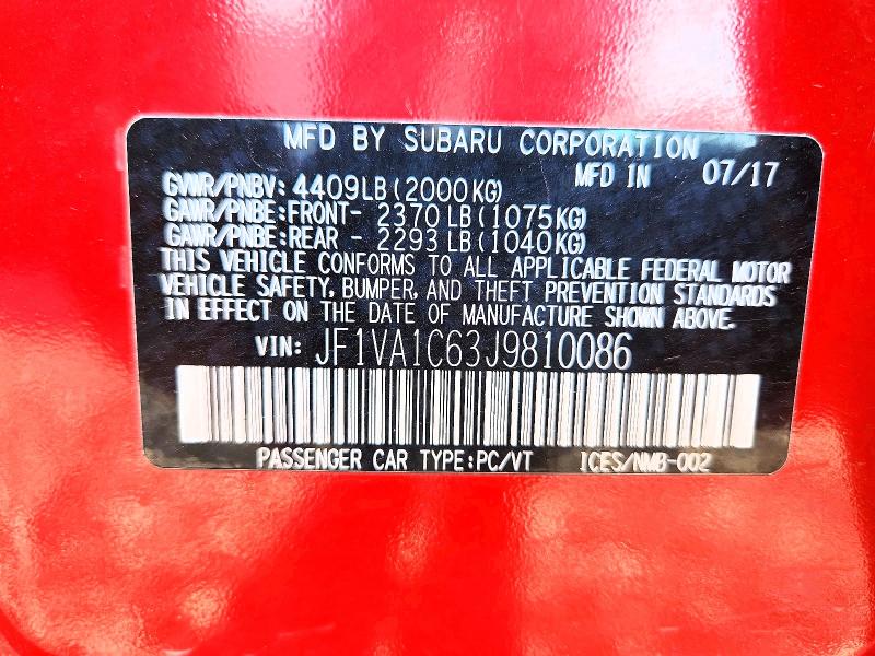 Продажа на аукционе авто 2018 Subaru Wrx, vin: JF1VA1C63J9810086, номер лота: 58560756