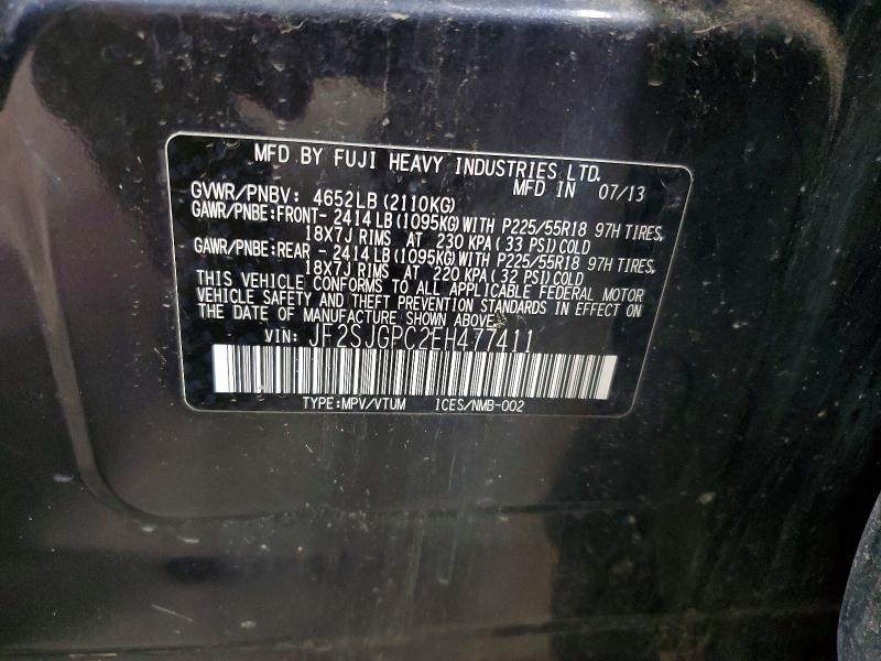 2014 Subaru Forester მანქანა იყიდება აუქციონზე, vin: JF2SJGPC2EH477411, აუქციონის ნომერი: 58905816