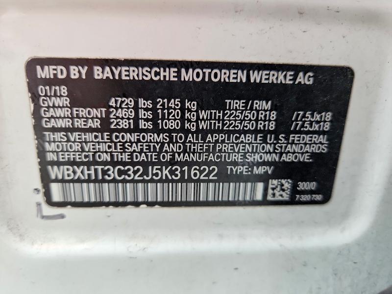 57325976 :رقم المزاد ، WBXHT3C32J5K31622 vin ، 2018 Bmw X1 مزاد بيع