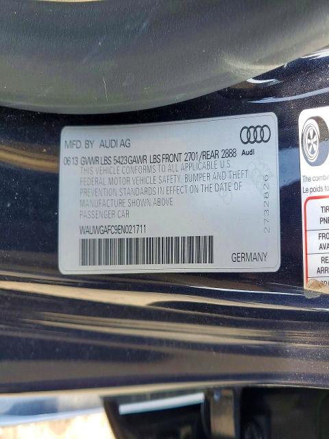55819326 :رقم المزاد ، WAUWGAFC9EN021711 vin ، 2014 Audi A7 مزاد بيع