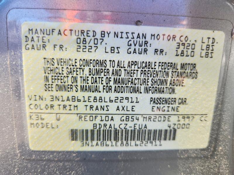 55782126 :رقم المزاد ، 3N1AB61E88L622911 vin ، 2008 Nissan Sentra مزاد بيع