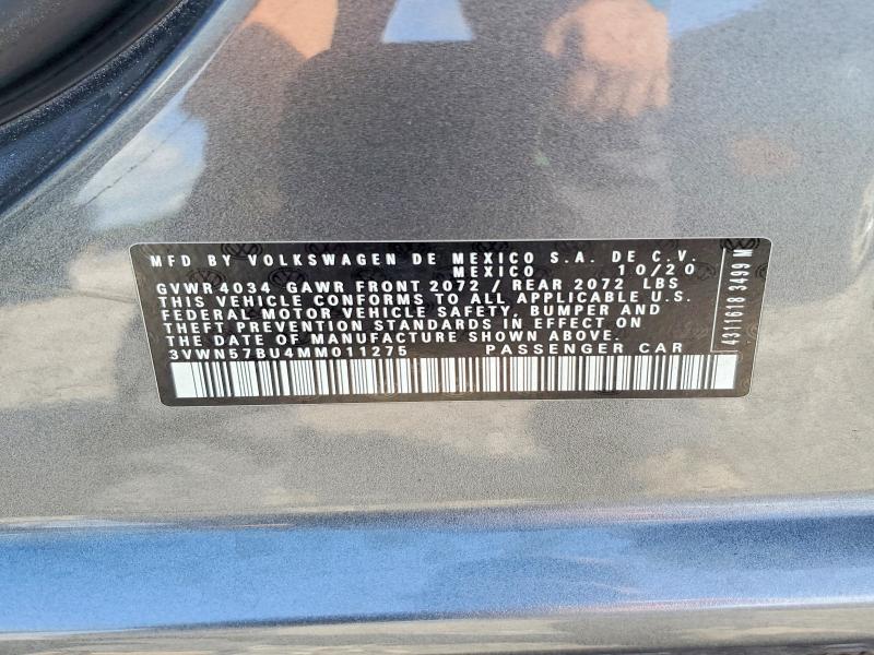 Aukcja sprzedaży 2021 Volkswagen Jetta, vin: 3VWN57BU4MM011275, numer aukcji: 58077416