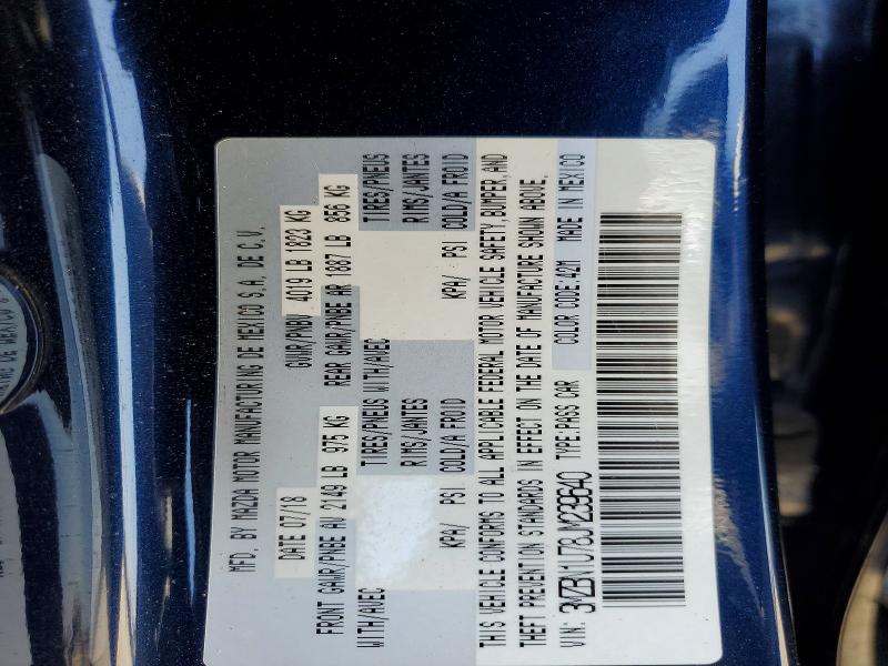 Продаж на аукціоні авто 2018 Mazda 3, vin: 3MZBN1U78JM239640, номер лоту: 58918746