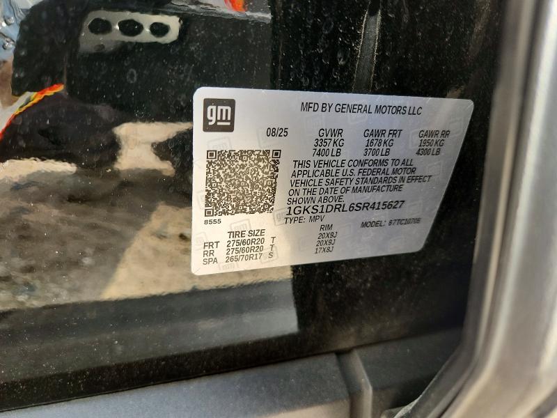 58460236 :رقم المزاد ، 1GKS1DRL6SR415627 vin ، 2025 Gmc Yukon مزاد بيع