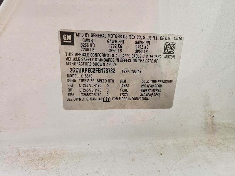 56971506 :رقم المزاد ، 3GCUKPEC3FG173782 vin ، 2015 Chevrolet Silverado مزاد بيع
